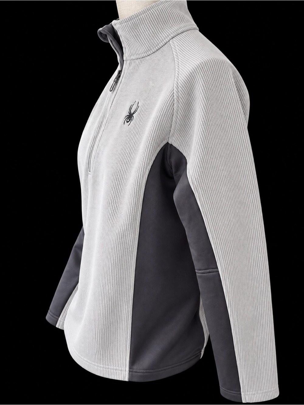 Spyder Women's Light Gray and Charcoal Half-Zip Fleece Jacket
